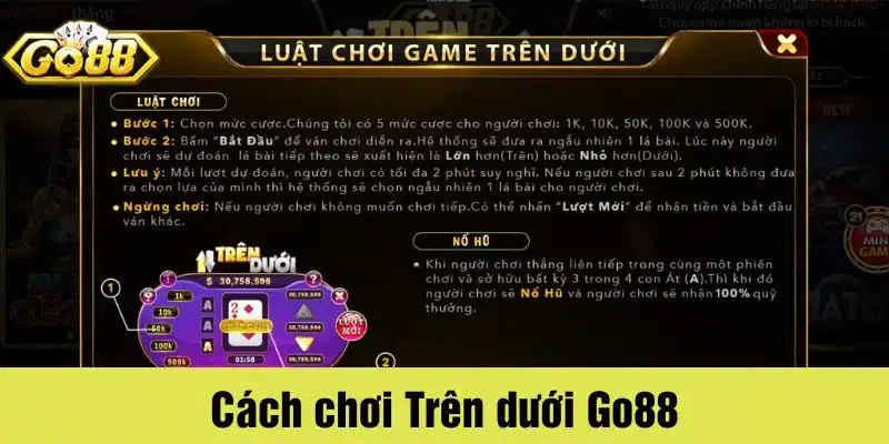 Cách chơi Trên dưới tại Go88 cực đơn giản