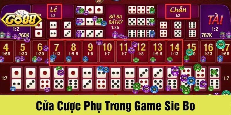 Cửa cược phụ trong trò chơi Sic Bo Go88