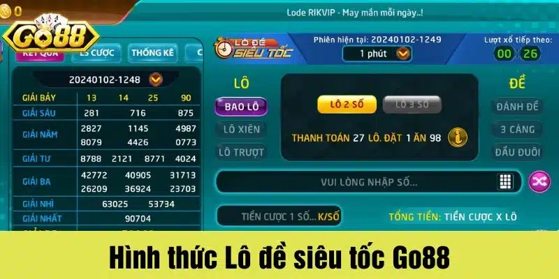 Các hình thức Lô đề siêu tốc tại Go88 rất đa dạng