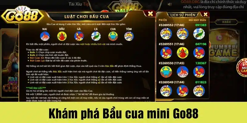 Khám phá game Bầu cua mini tại cổng game Go88