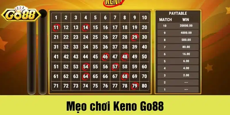 Người chơi vẫn có thể áp dụng một số chiến thuật khi chơi Keno Go88