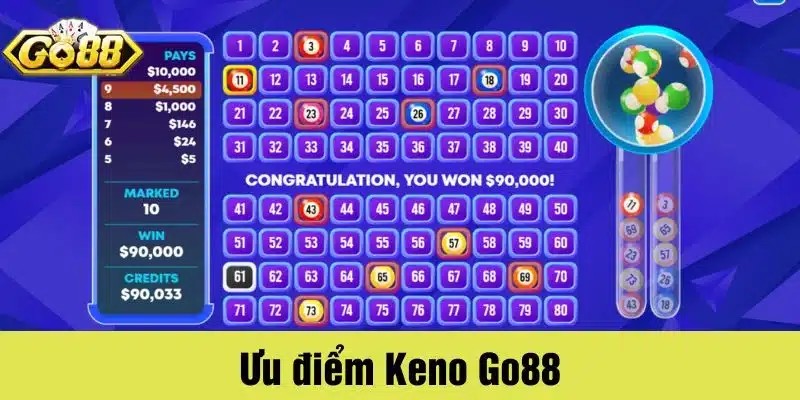 Keno tại Go88 là một trong những trò chơi được yêu thích nhất